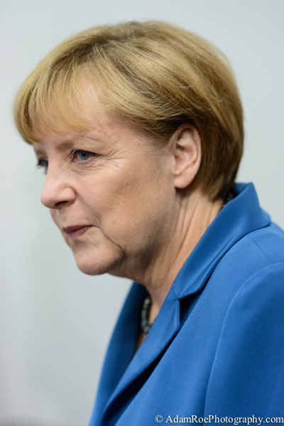 Angela Merkel as she takes the stage at CDU headquarters after the first votes come in.