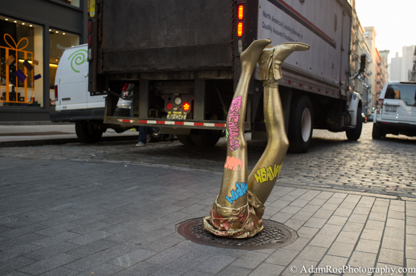 Art is not completely dead in New York. This lasted at least two minutes before a cop came to sweep it away.