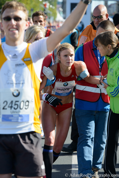 Elation and pain at the finish line of the berlin marathon