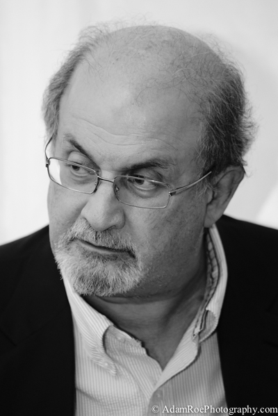 Salman Rushdie relaxing in the tent before his talk