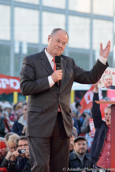 Peer Steinbrück, the SPD's candidate for chancellor, speaking in Berlin three days before the election