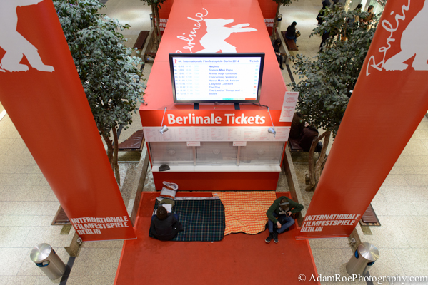 Fans sleeping in the mall in Potsdamer Platz to get tickets for the public, which go on sale early in the morning.