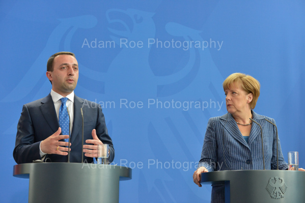 Prime Minister Irakli Garibashvili and Chancellor Angela Merkel at the afternoon press conference.