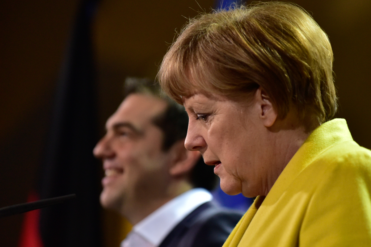 Angela Merkel and Alexis Tsipras start their press conference.