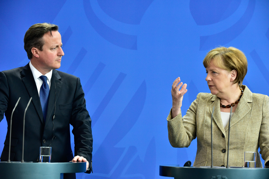 Angela Merkel tells David Cameron whats up.
