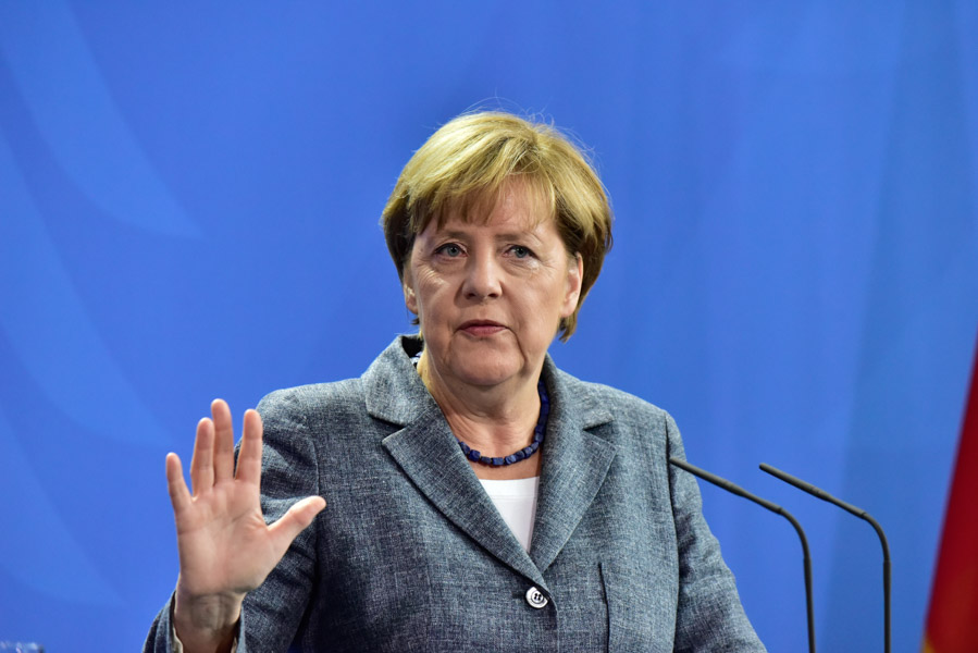 Angela Merkel,  more animated than usual. 