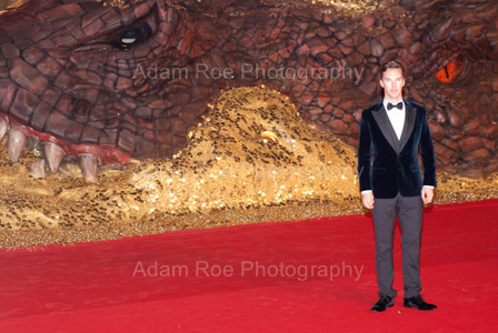 For Scale: Benedict Cumberbatch standing in front of the Smaug model. It's really, really big.  
