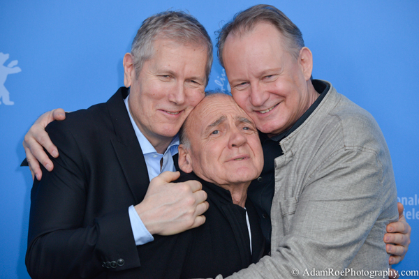 Nothing but love at the photo call for In Order of Disappearance: Hans Petter Moland, Bruno Ganz, and Stellan Skarsgard. Sure. they are actors. But this one shows some emotion, hard to snag at a festival.