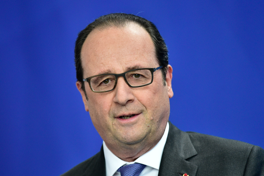 Francois Hollande at the press conference.